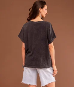 Sterling & Stitch Rhinestone T-Shirt Washed Black Online
