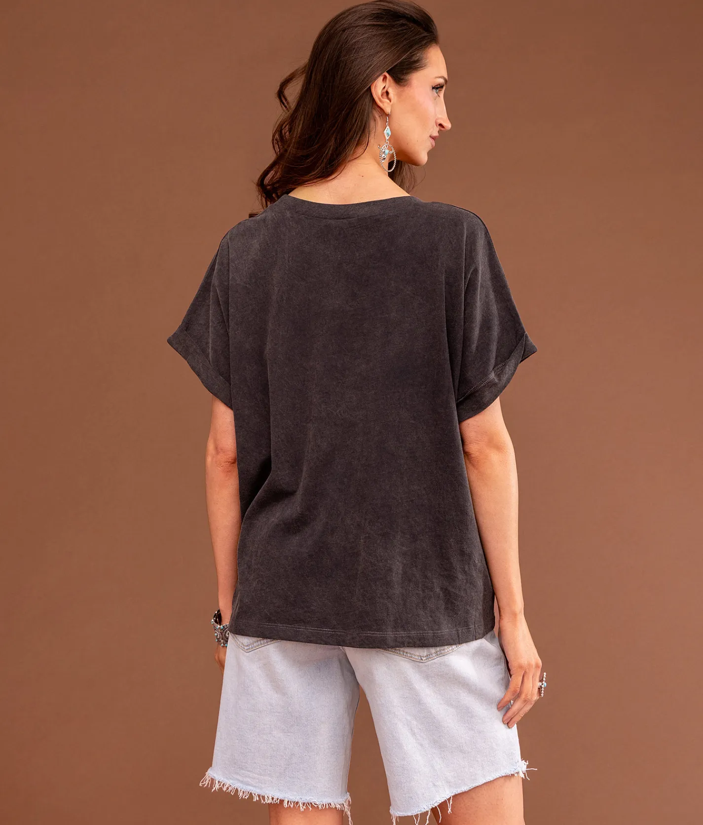 Sterling & Stitch Rhinestone T-Shirt Washed Black Online