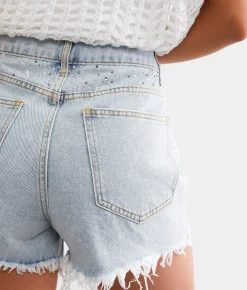 Bottoms|Shorts | Blue B Rhinestone Ultra High Rise Short Light Wash