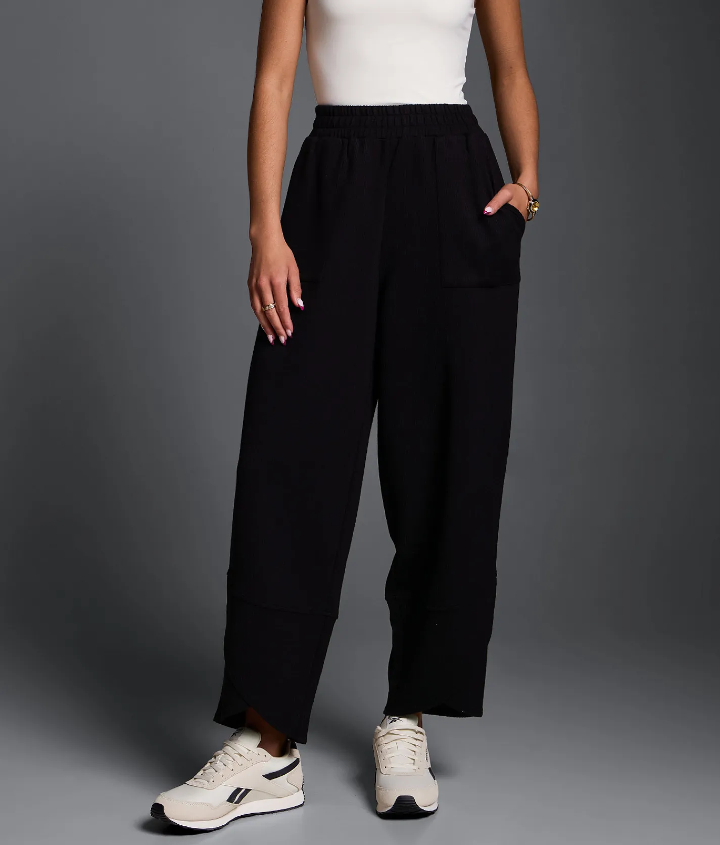 Bottoms | Buckle Black Ribbed Barrel Pant Black