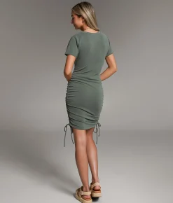 BKE Ribbed Cinch Tie Mini Dress Charcoal Online