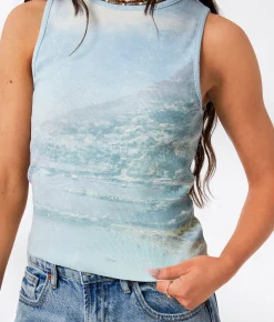 33 Coastal Ribbed Coastal Belt Tank Top Multi