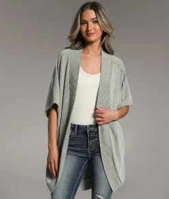 BKE Ribbed Cocoon Cardigan Seagrass Best