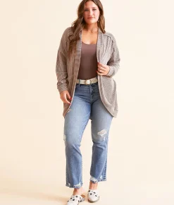 BKE Ribbed Cocoon Cardigan Acorn Hot