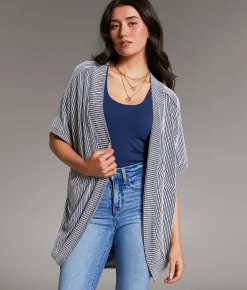 Tops | BKE Ribbed Cocoon Cardigan Navy