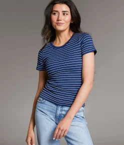 BKE core Ribbed Contour T-Shirt Navy White Best