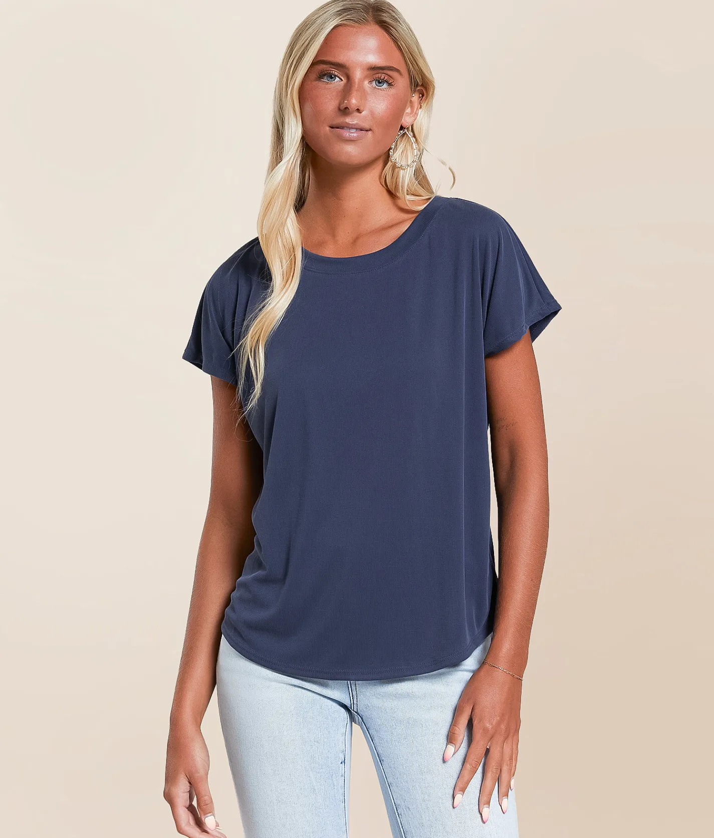 Tops | Daytrip Ribbed Dolman Top Navy