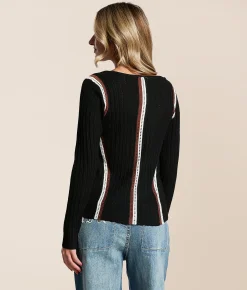 Tops | Miss Me Ribbed Eyelet Top Black