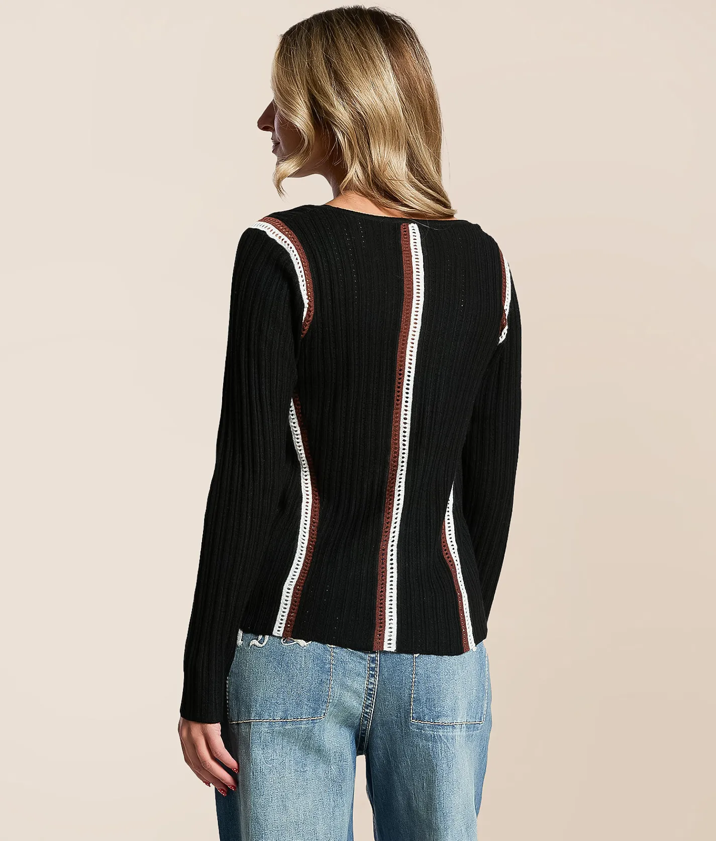 Tops | Miss Me Ribbed Eyelet Top Black
