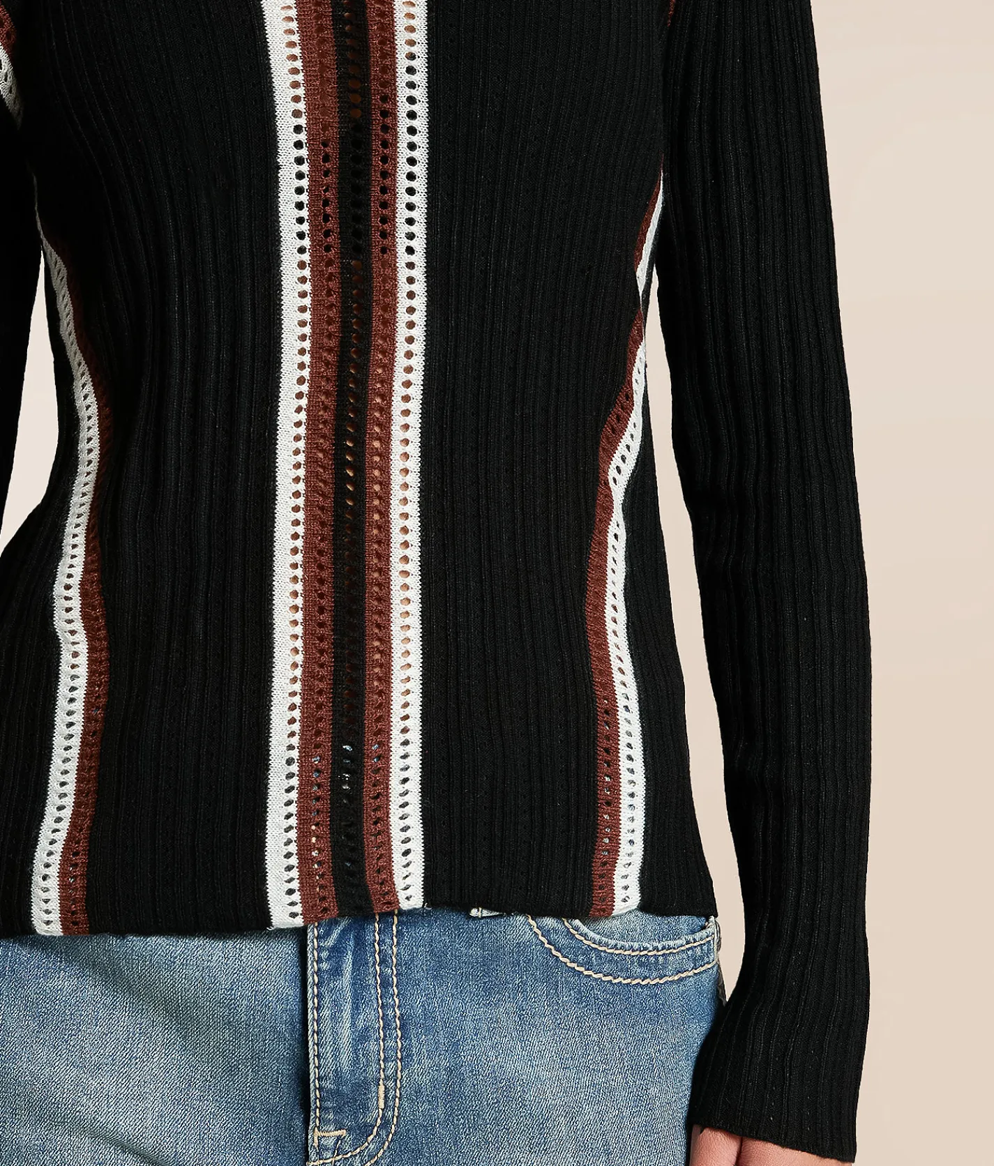 Tops | Miss Me Ribbed Eyelet Top Black
