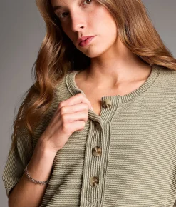 BKE Ribbed Henley Green Outlet