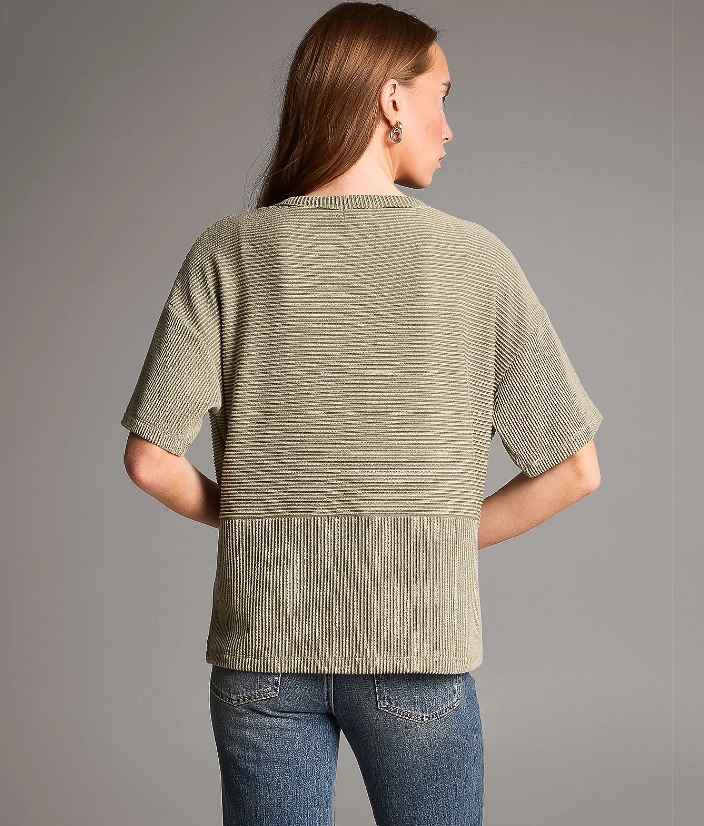 BKE Ribbed Henley Green Outlet