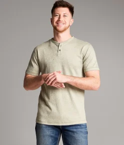 Tops | BKE Ribbed Henley Green