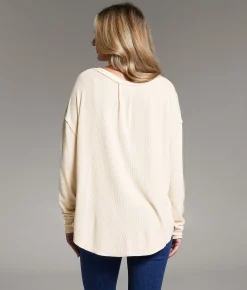 BKE Ribbed Henley Sandshell New