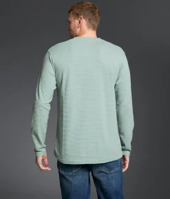 Tops | Outpost Makers Ribbed Henley Silver Blue