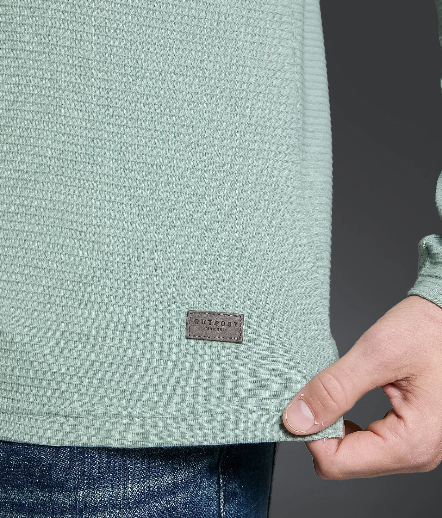 Tops | Outpost Makers Ribbed Henley Silver Blue