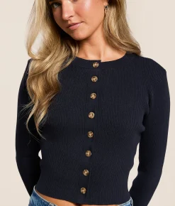 Tops | The Workshop Ribbed Knit Cropped Top Navy