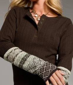 Tops | BKE Ribbed Knit Henley Acorn