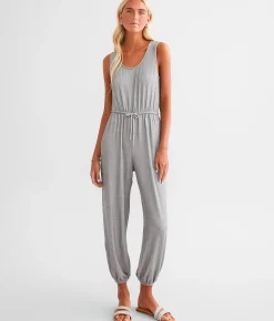 BKE Ribbed Knit Jumpsuit Grey New