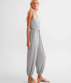 BKE Ribbed Knit Jumpsuit Grey New