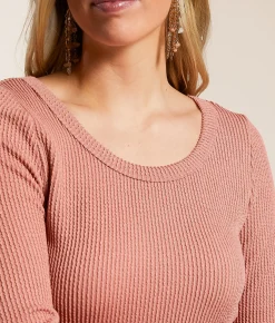 BKE Ribbed Knit Top Chestnut Outlet