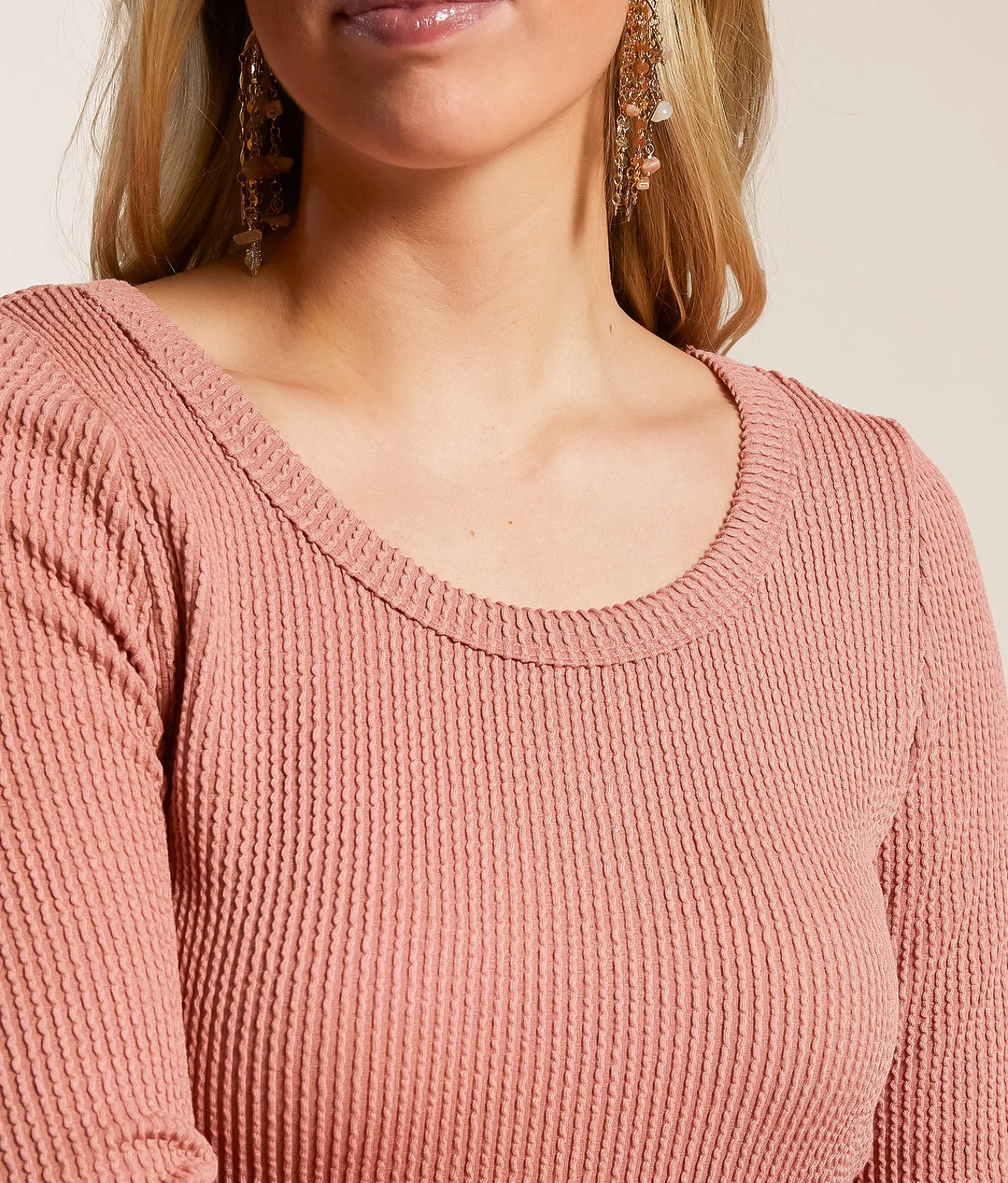 BKE Ribbed Knit Top Chestnut Outlet