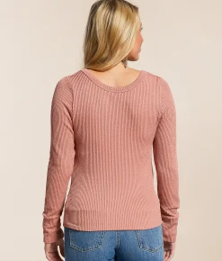 BKE Ribbed Knit Top Chestnut Outlet