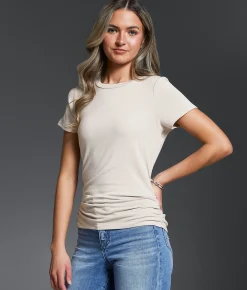 Buckle Black Ribbed Knit Top Pumice Stone Hot