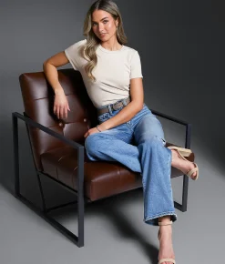 Buckle Black Ribbed Knit Top Pumice Stone Hot