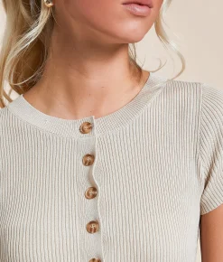 Tops | Blu Pepper Ribbed Knit Top Khaki