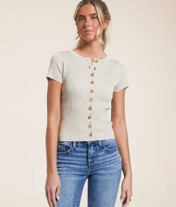 Tops | Blu Pepper Ribbed Knit Top Khaki