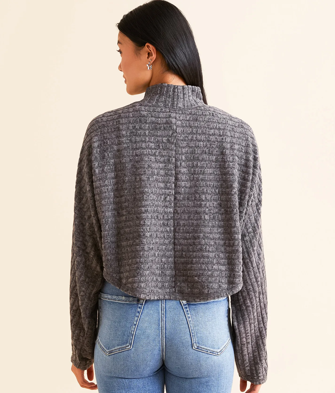 Tops | Hyfve Ribbed Mock Neck Cropped Top Ecru