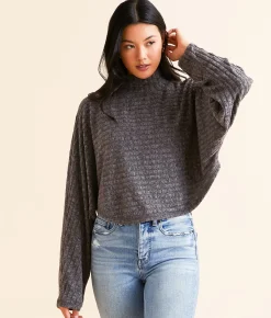 Tops | Hyfve Ribbed Mock Neck Cropped Top Ecru