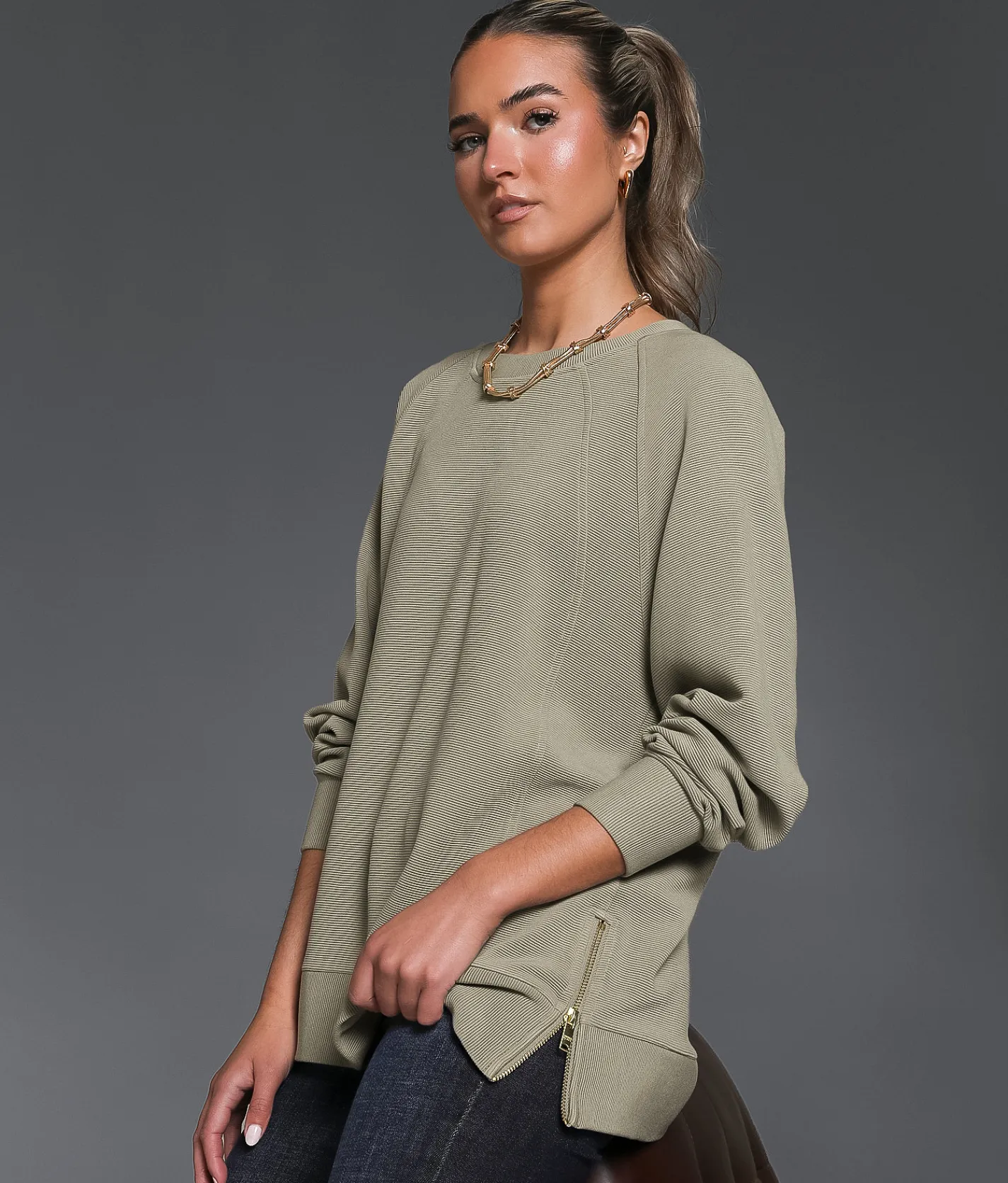 Tops | Buckle Black Ribbed Pullover Vetiver