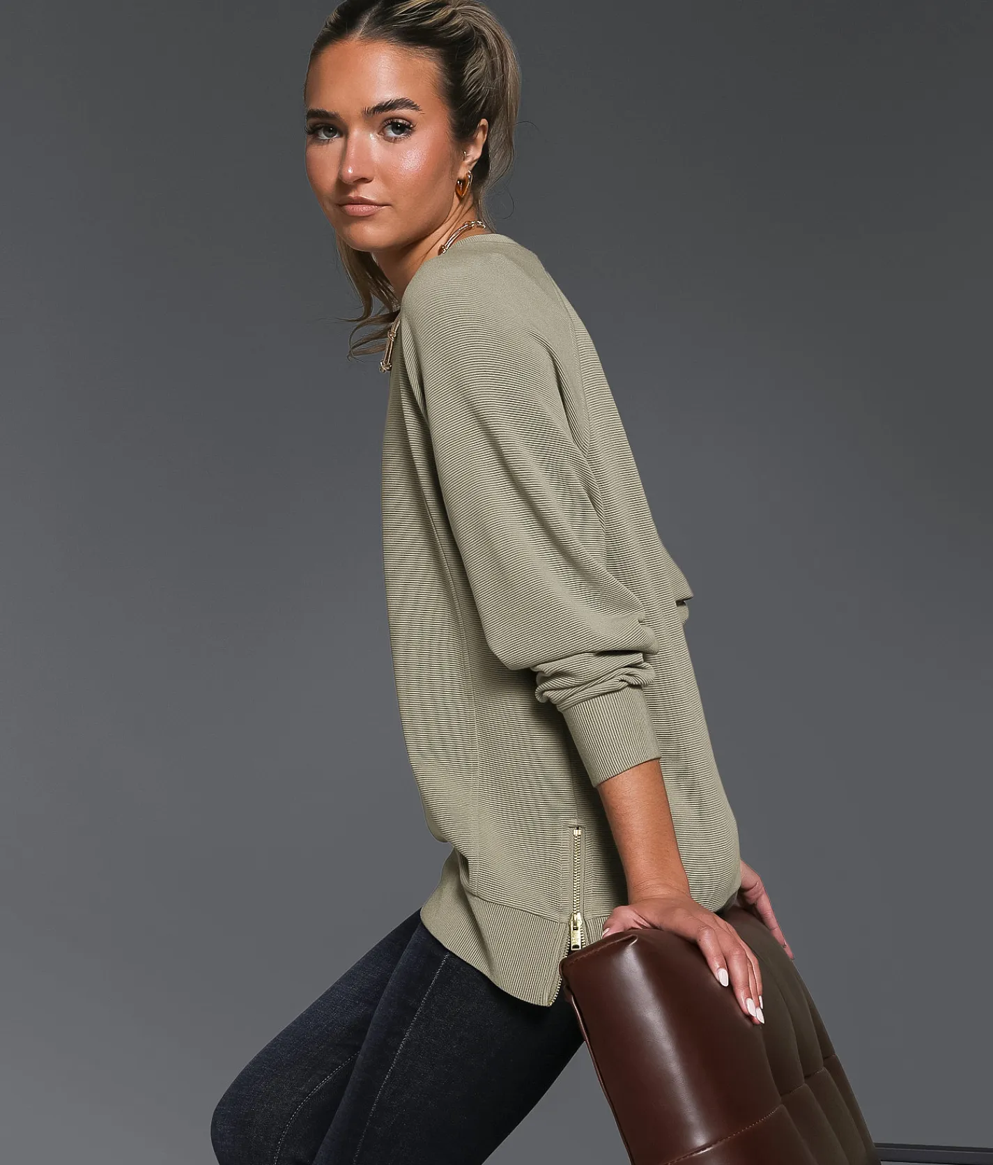 Tops | Buckle Black Ribbed Pullover Vetiver