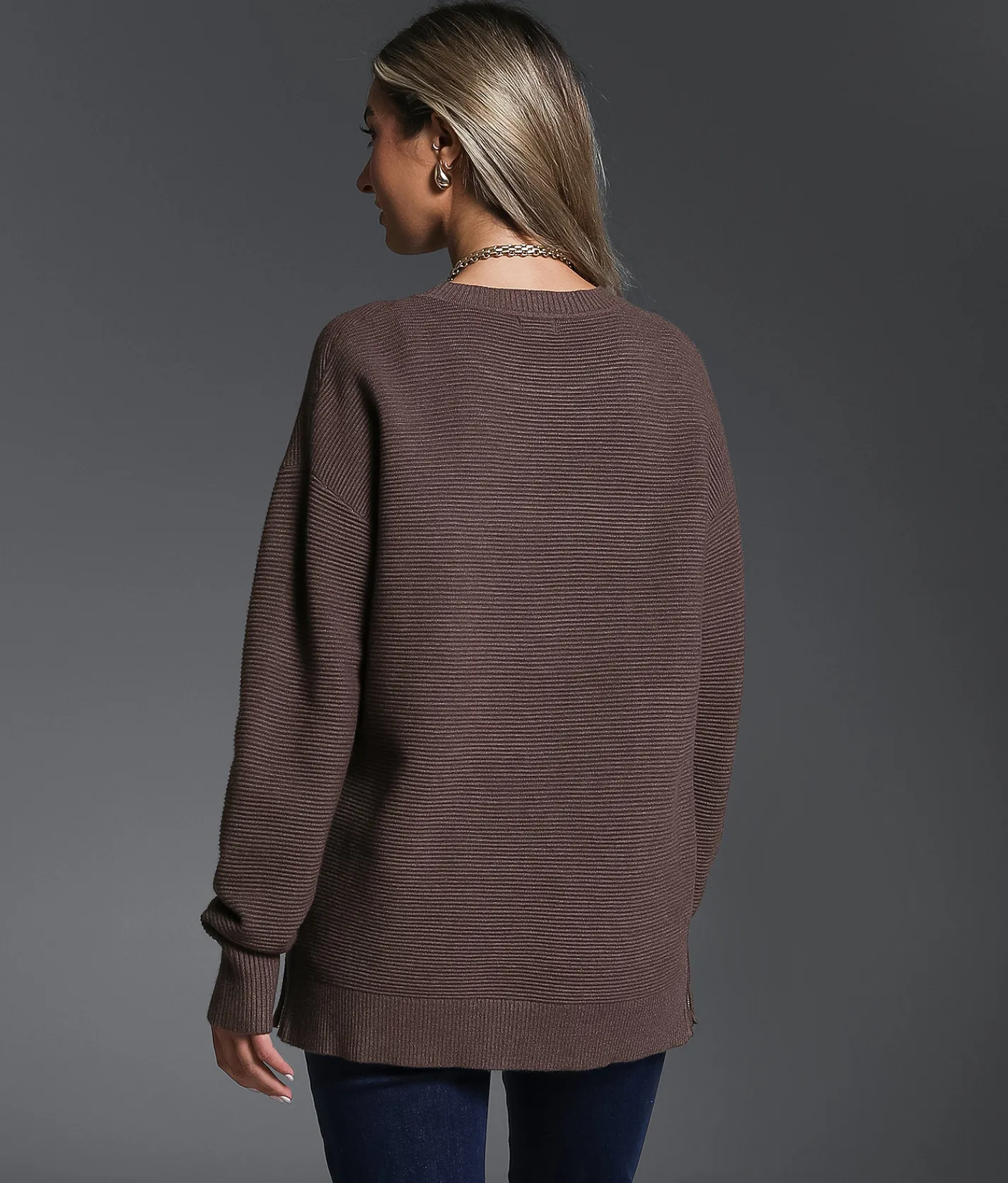 Buckle Black Ribbed Pullover French Roast New