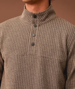 Outpost Makers Ribbed Quarter Snap Pullover Brown Online