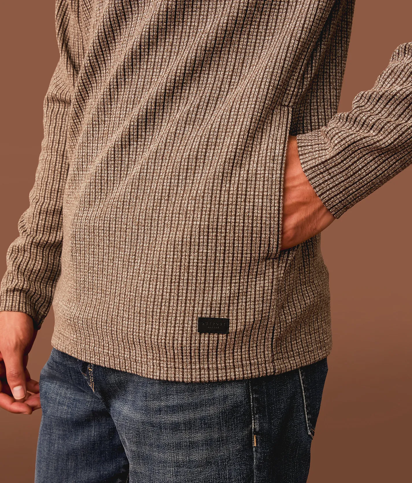 Outpost Makers Ribbed Quarter Snap Pullover Brown Online