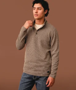 Outpost Makers Ribbed Quarter Snap Pullover Brown Online