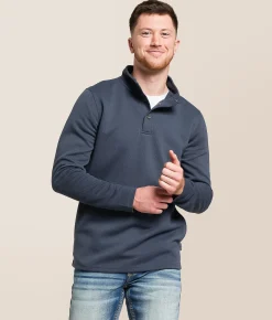 Tops | Departwest Ribbed Quarter Snap Pullover Ombre Blue