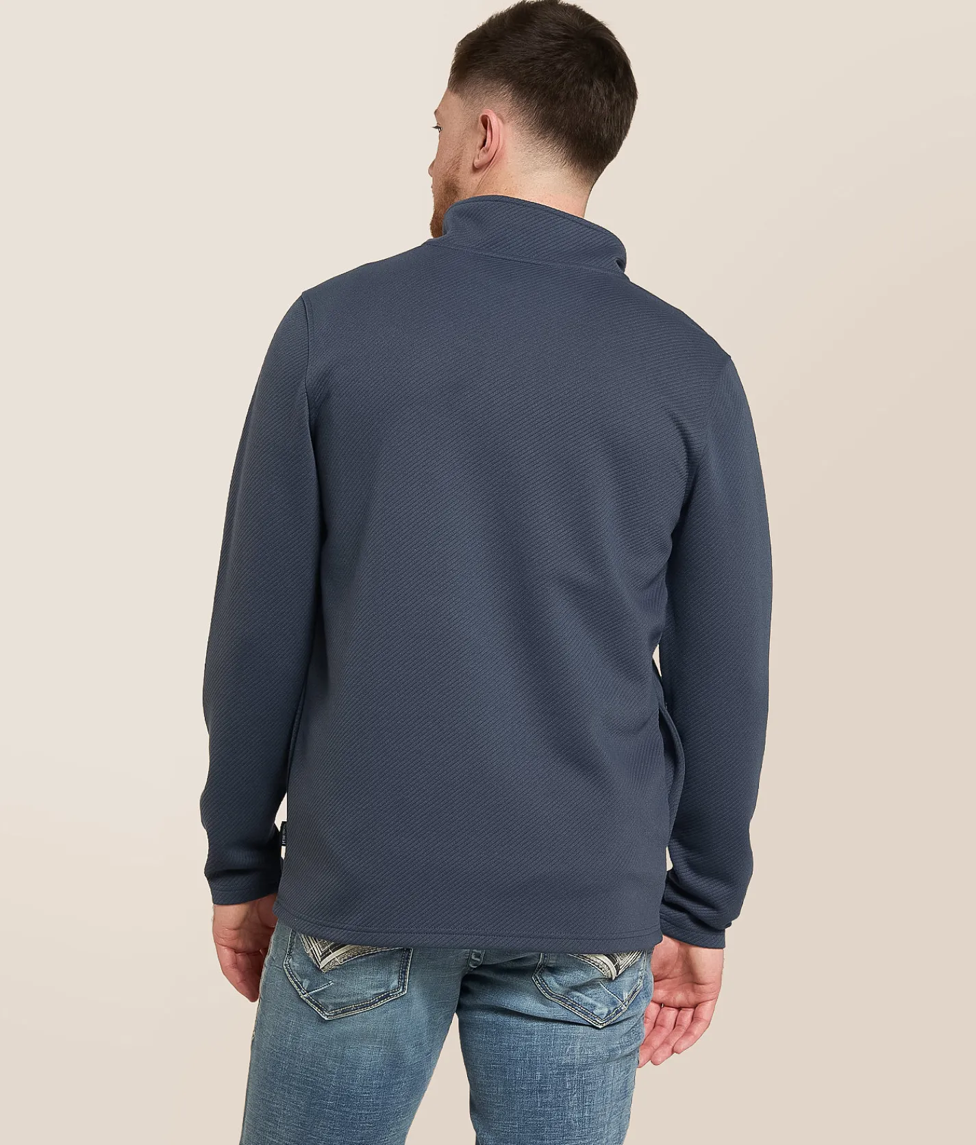 Tops | Departwest Ribbed Quarter Snap Pullover Ombre Blue