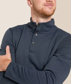 Tops | Departwest Ribbed Quarter Snap Pullover Ombre Blue