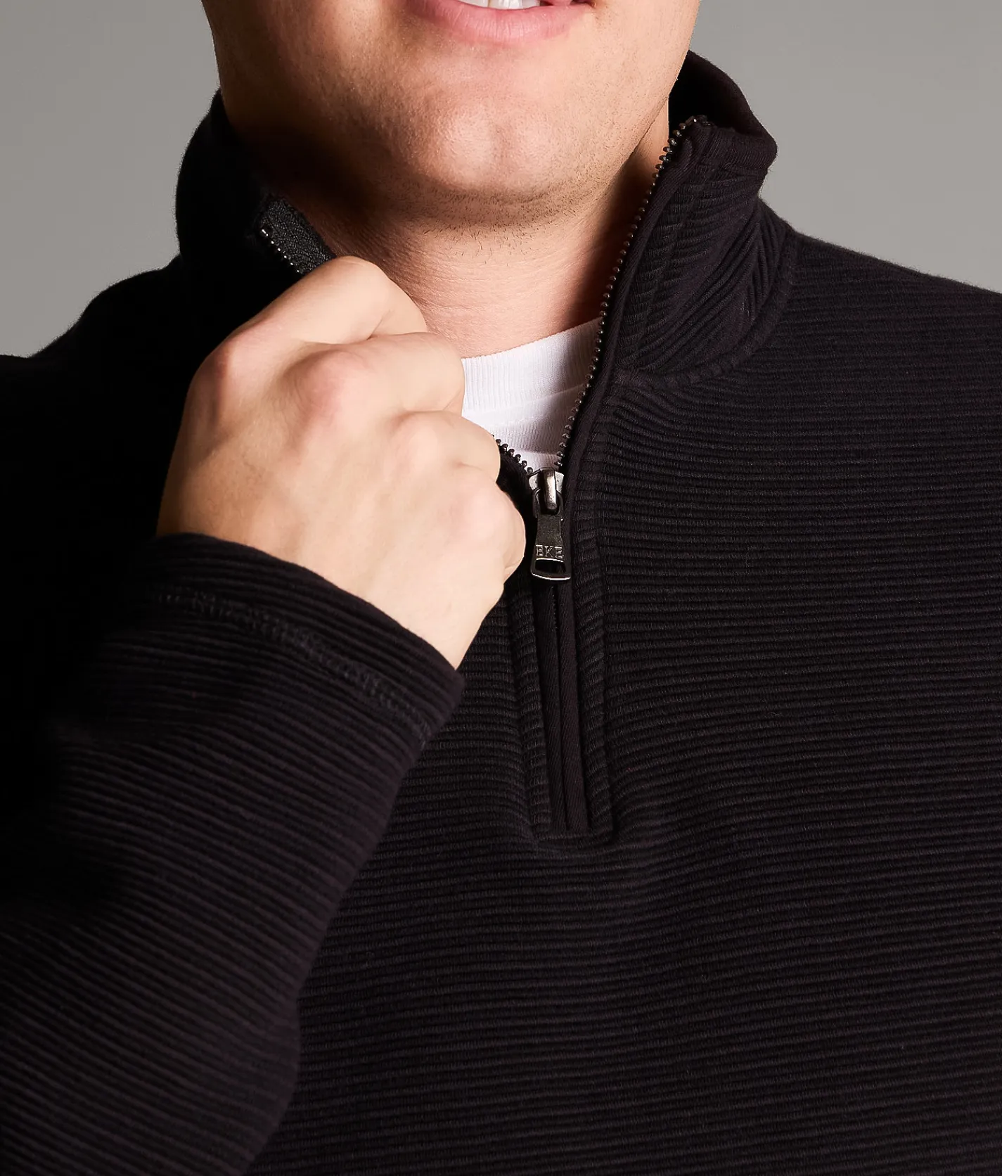 BKE Ribbed Quarter Zip Pullover Black Online