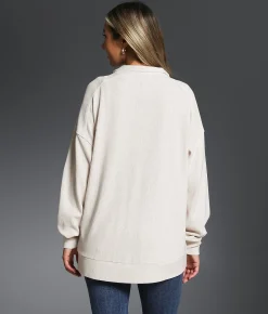 Tops | Buckle Black Ribbed Quarter Zip Pullover Cream Heather
