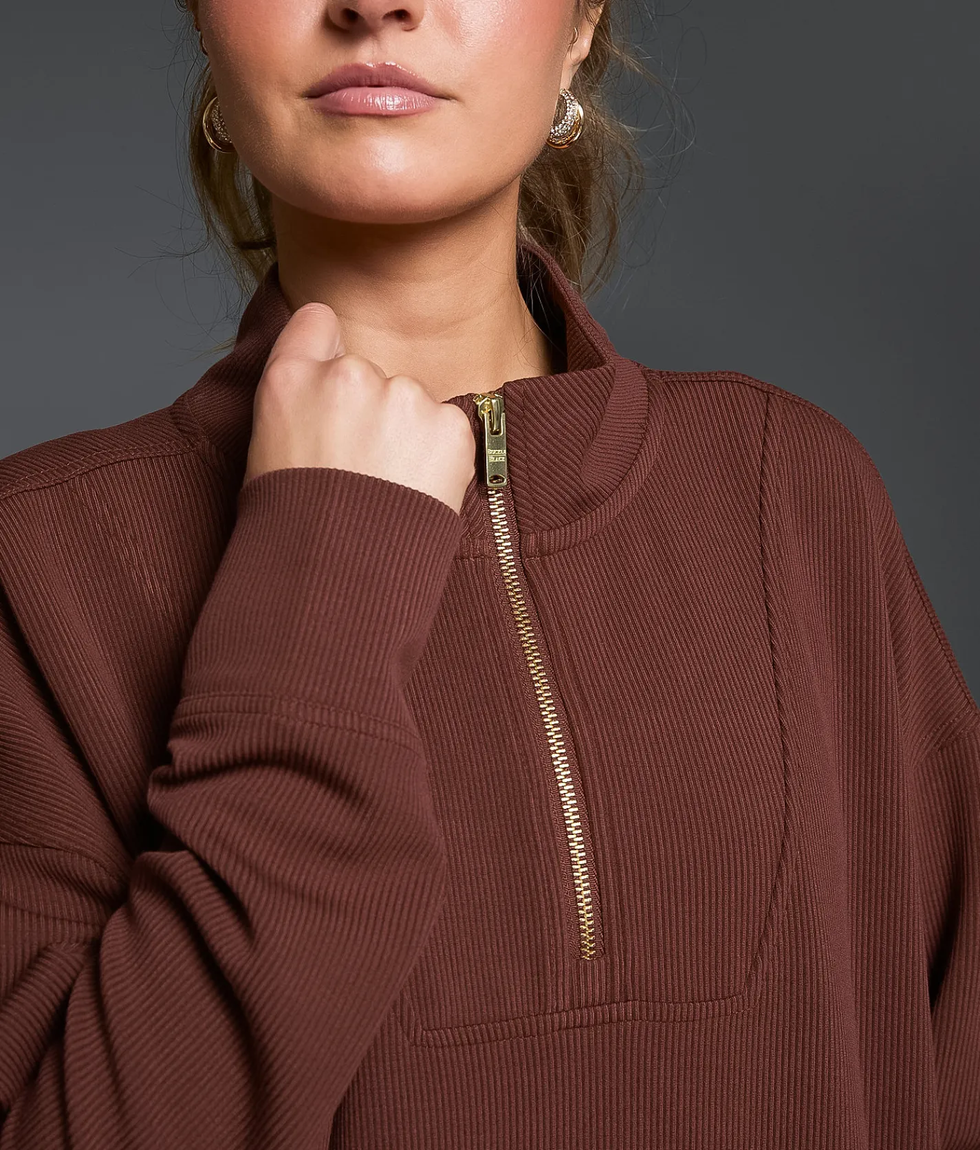 Tops | Buckle Black Ribbed Quarter Zip Pullover Andorra