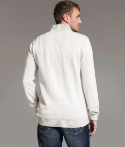 BKE Ribbed Quarter Zip Sweater Winter White Hot