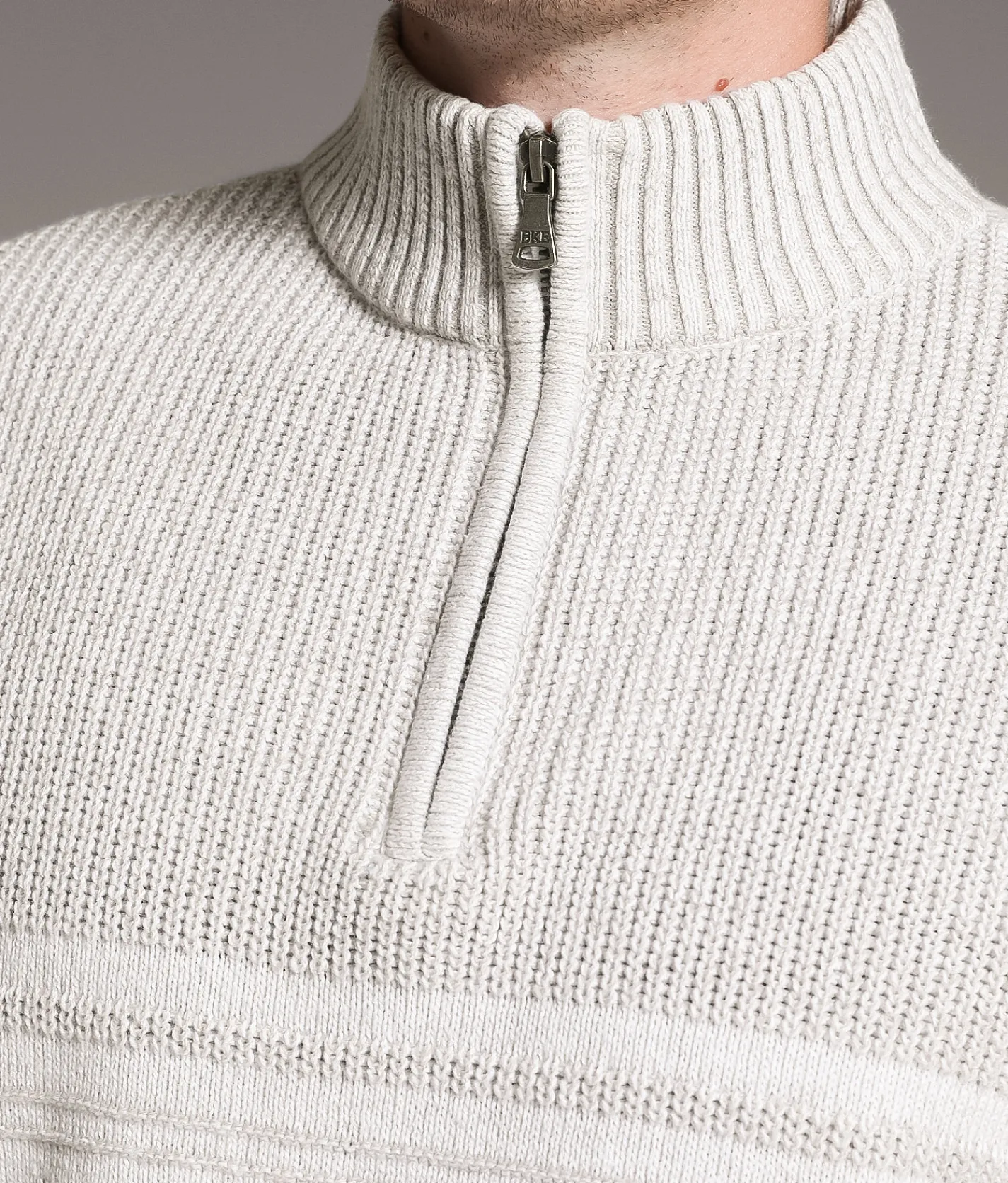 BKE Ribbed Quarter Zip Sweater Winter White Hot