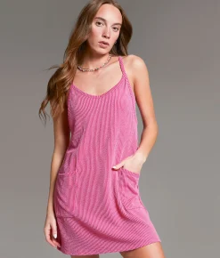 Dresses|Rompers & Jumpsuits | BKE Ribbed Romper Dress Hot Pink
