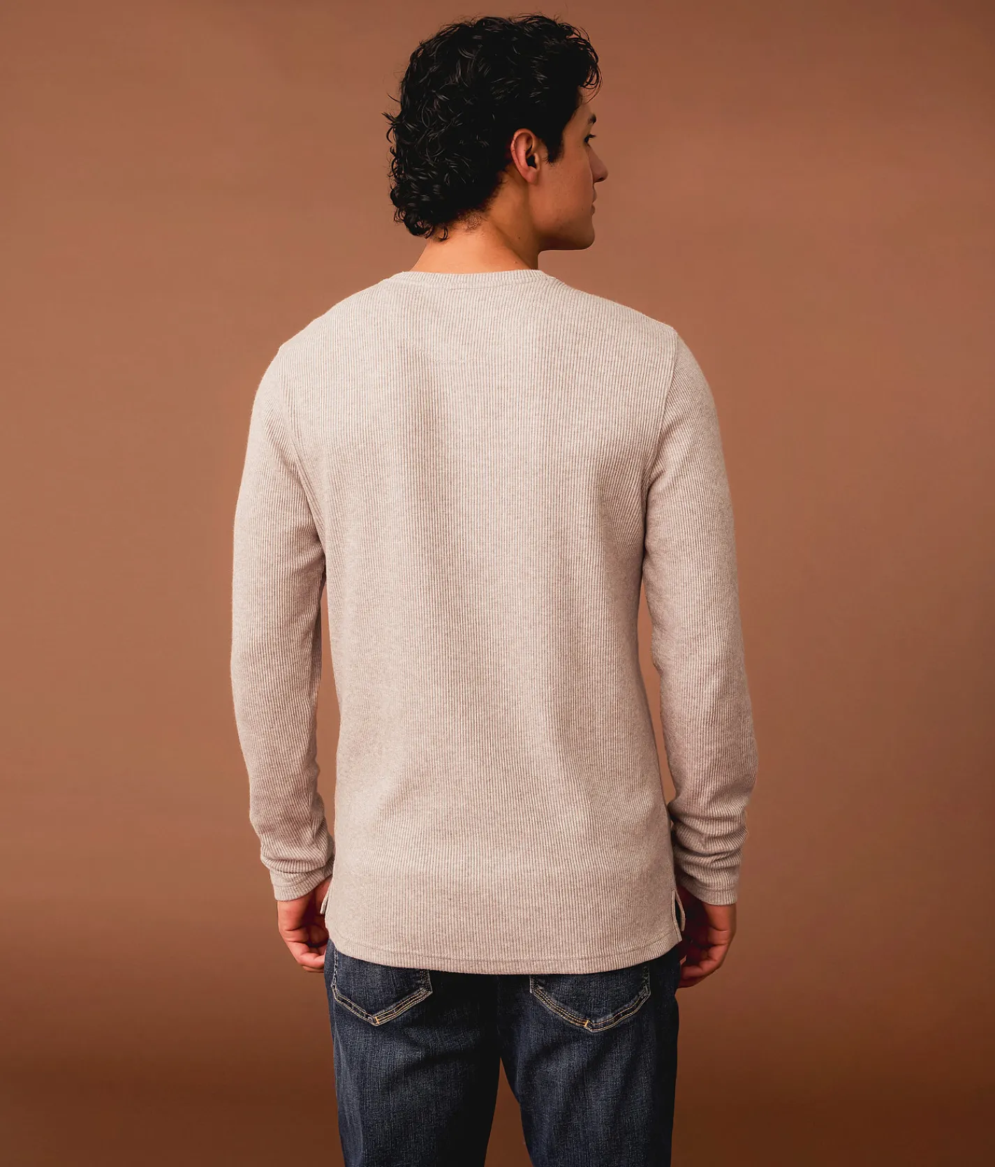 Outpost Makers Ribbed Snap Henley Brown Best