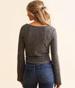 Tops | Hyfve Ribbed Square Neck Top Black